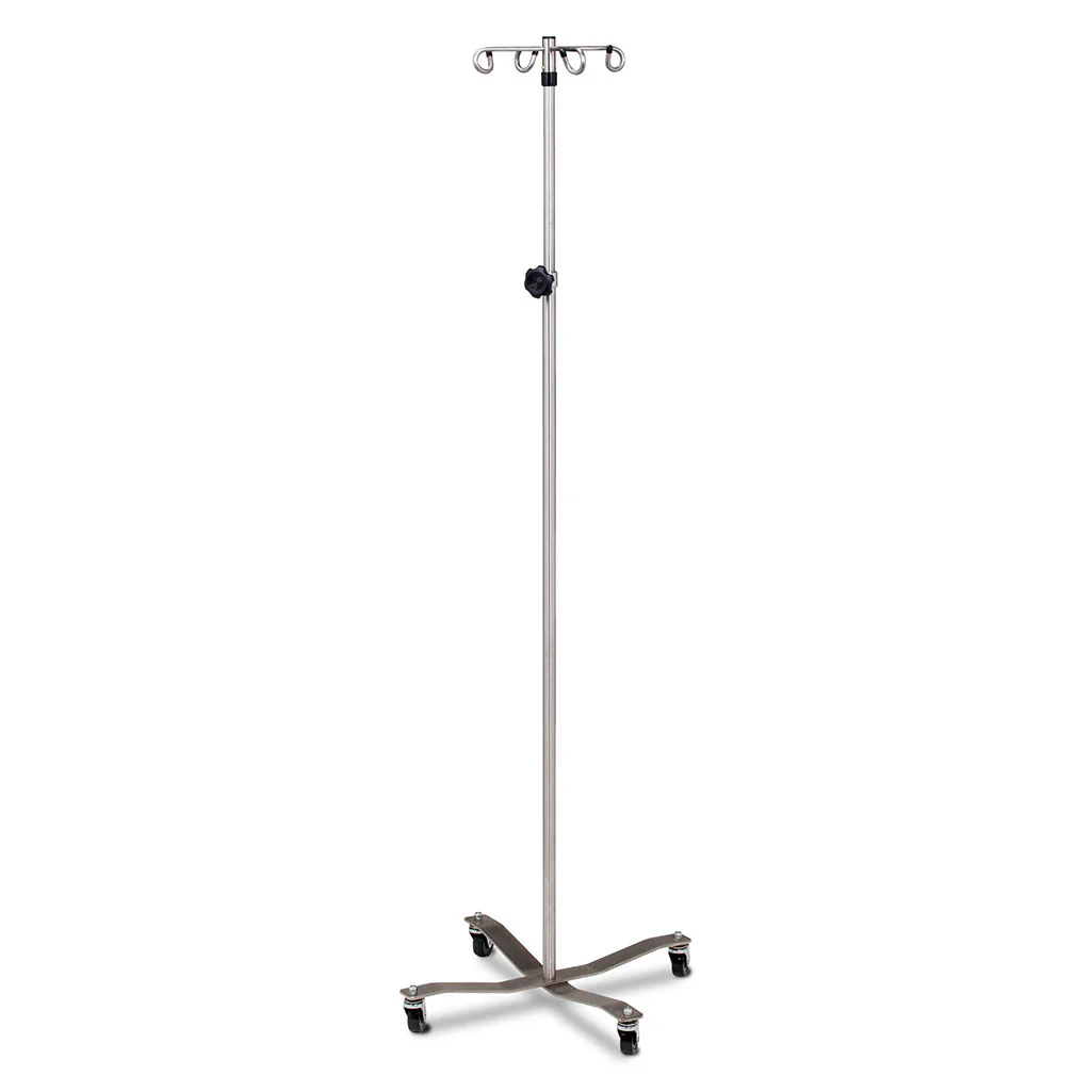 Clinton IVS-314 Stainless Steel 4-Hook, 4-Leg Knob Lock IV Pole