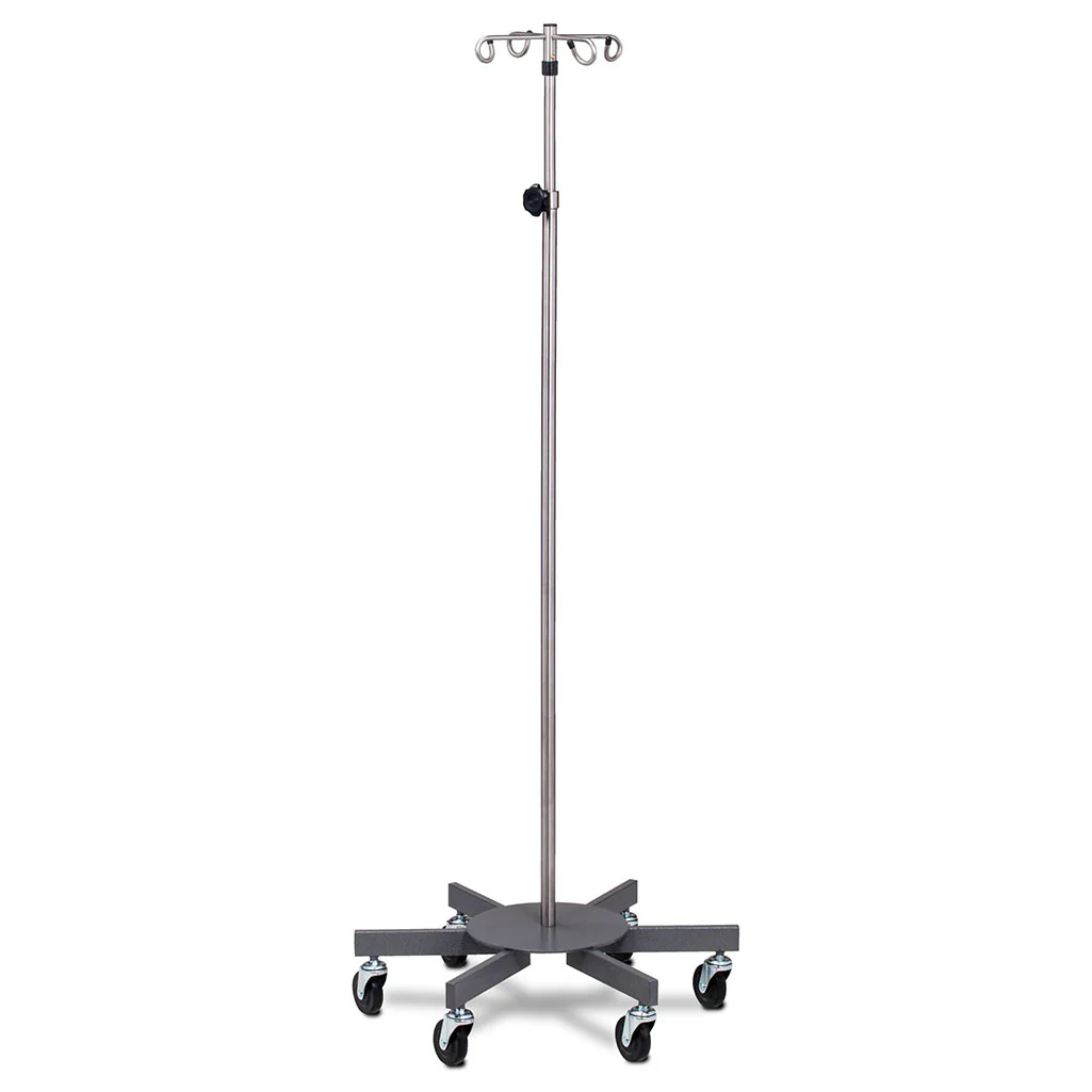 Clinton IVS-7334 Stainless Steel 4-Hook, 6-Leg Knob Lock IV Pole