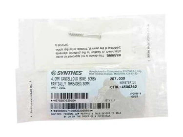 Synthes 4.0mm Cancellous Bone Screw - 207.030 - Image 2